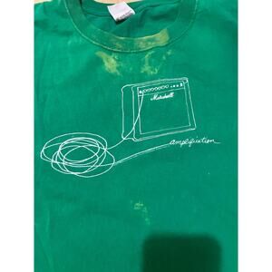 Vintage 2005 Marshall Amp Guitar T-Shirt XL Anvil Green Stains
